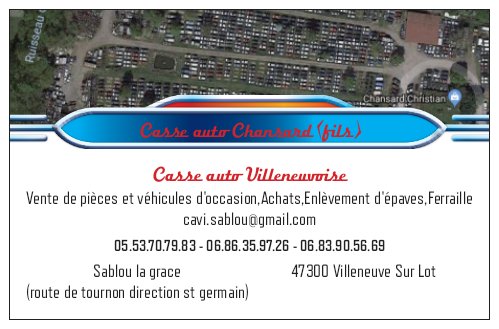 Aperçu des activités de la casse automobile CASSAUTO VILLENEUVOISE située à VILLENEUVE-SUR-LOT (47300)